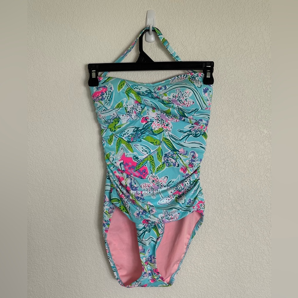 Lilly Pulitzer Flamenco Bali Blue Sway This Way One Piece Swim Suit